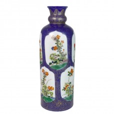 1030   A Wucai powder-blue vase of four seasons flowers 